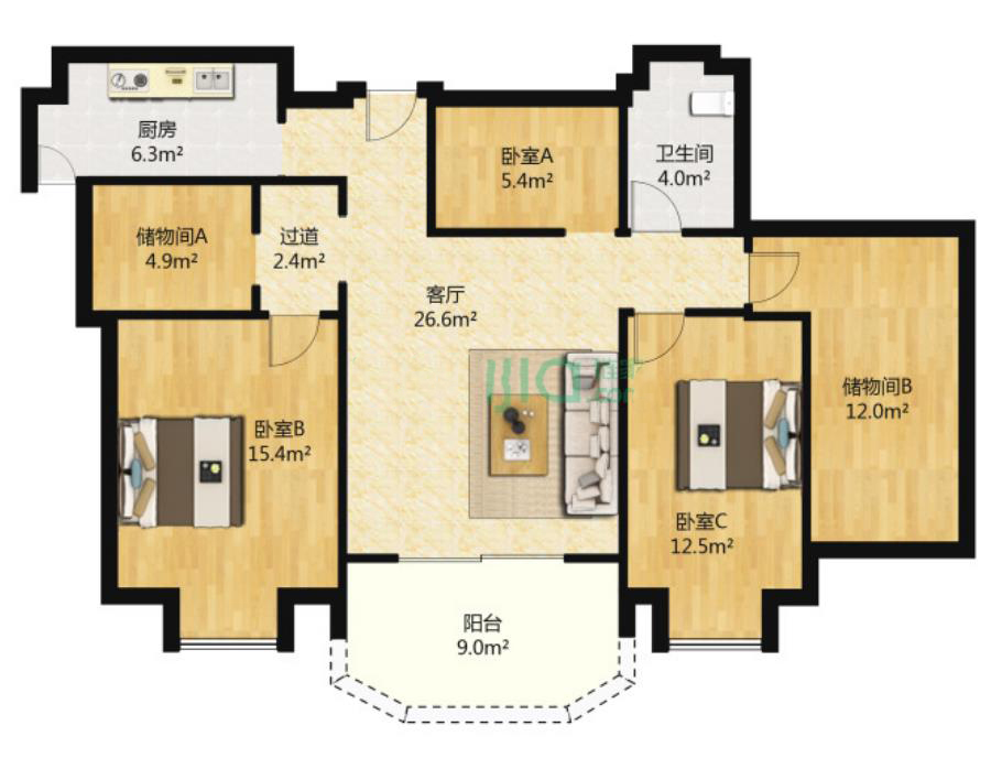 123平米户型图