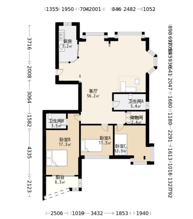 143平户型图
