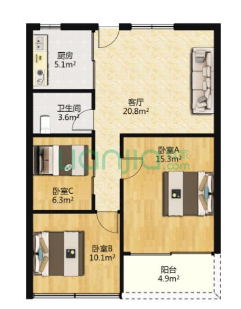 75平户型图
